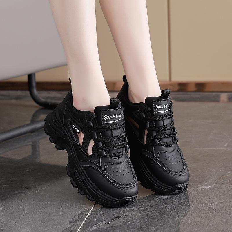 Customized breathable dad shoes women's 2025 summer student running shoes casual thick-soled hollow women's shoes DY-816