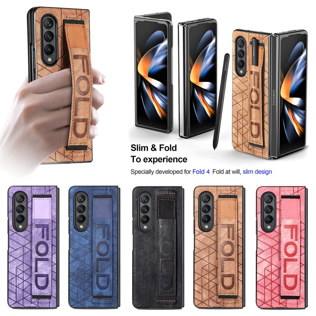 For Samsung Galaxy Z Fold 4 Case With Wrist Strap S Pen Slot ,Ultra Slim With Raised Bezel Camera Protect Shockproof Case