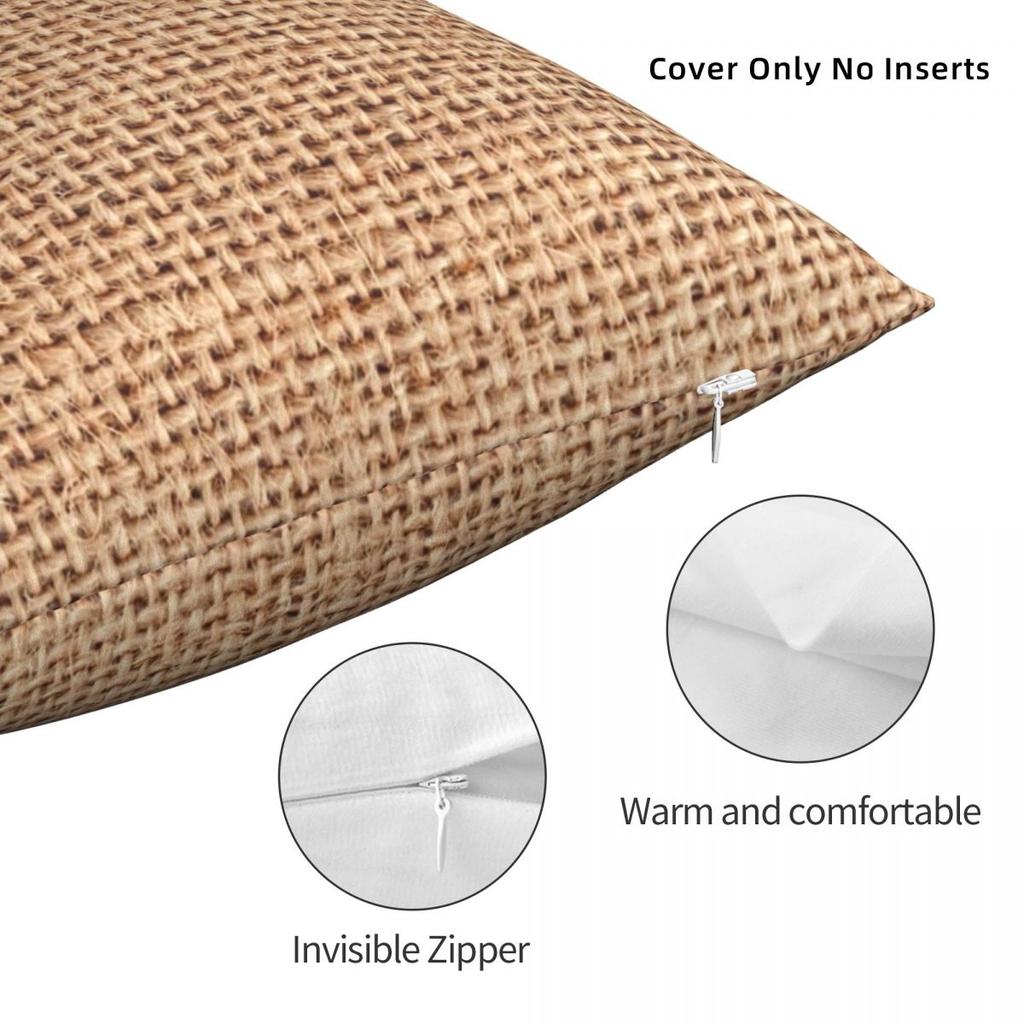 Jute Sack Burlap Square Pillowcase Polyester Linen Velvet Creative Zip Decorative Throw Pillow Case Car Cushion Cover 45X45