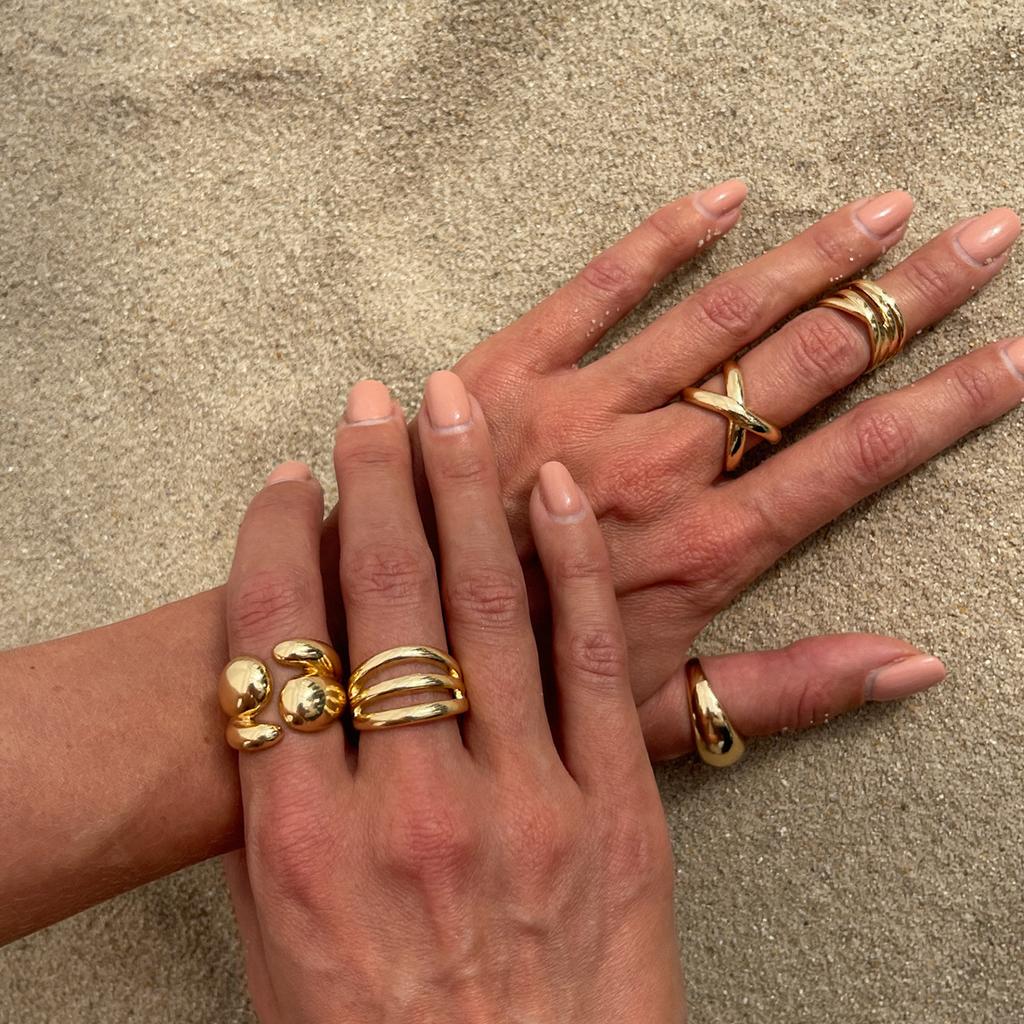 Irregular Liquid Metal Pleated Open Ring Female, Cold Wind Smooth Water Drop Ring Rings