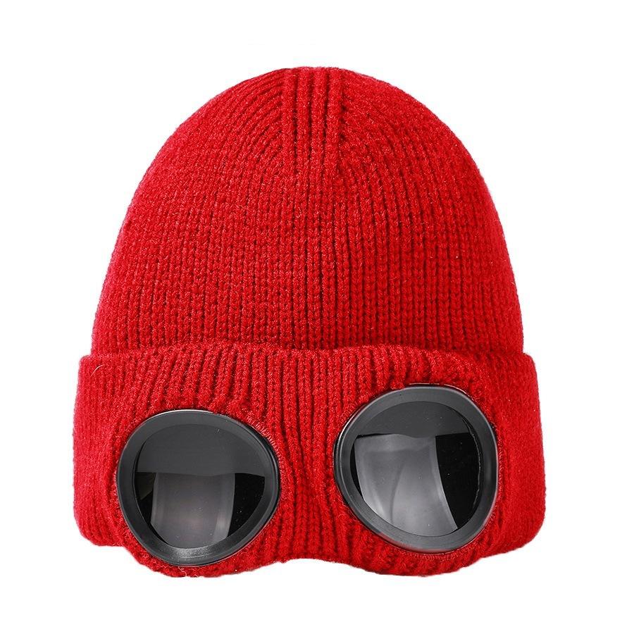 Windproof Ski Beanie with Goggles Warm Knitted Woolen Hat for Men & Women Thermal Headwear for Cold Weather Winter Outdoor Gear