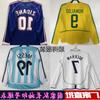 98 France Vintage Brazil Portugal Argentina England Long Sleeve Print Retro jersey