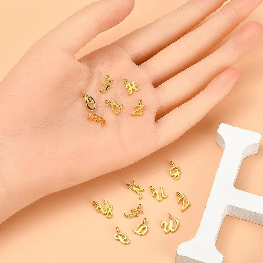 26pcs/pack Letter Charms DIY Pendant, Alloy Antique Silvery English Letters A- Z Charms Pendant, For DIY Jewelry Making, Earring