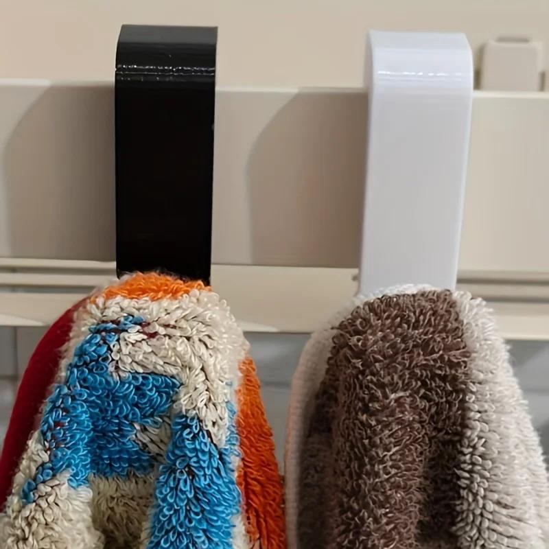 2Pcs 3D Heavy-Duty Shower Hook,Suitable For 8Mm Glass Doors - No Drilling Required,Plastic Hook - Bathroom Storage Towel,Towel
