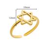 Hexagon Star Stainless Steel Rings for Women Gold Color Finger Rings Female Vintage Party Waterproof Jewelry Accessories Gift