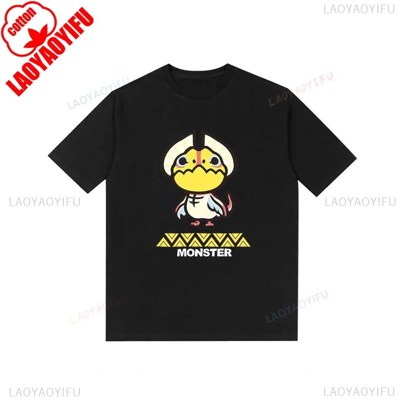 Monster Hunter Tshirt Funny Game Fans Cartoon Tops Cotton Korea Style Short Sleeve T Shirt Casual Hipster Streetwear Man Tees