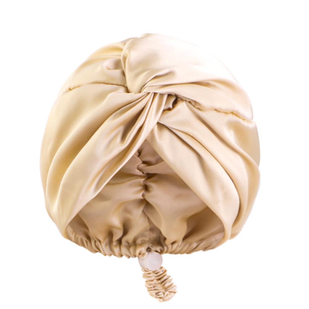 Reine Seide Turban-Hauben für Damen Satin Schlafhaube Hut Doppellagig Gedrehter Haarwickel Verstellbarer Seiden-Kopfwickel Haube