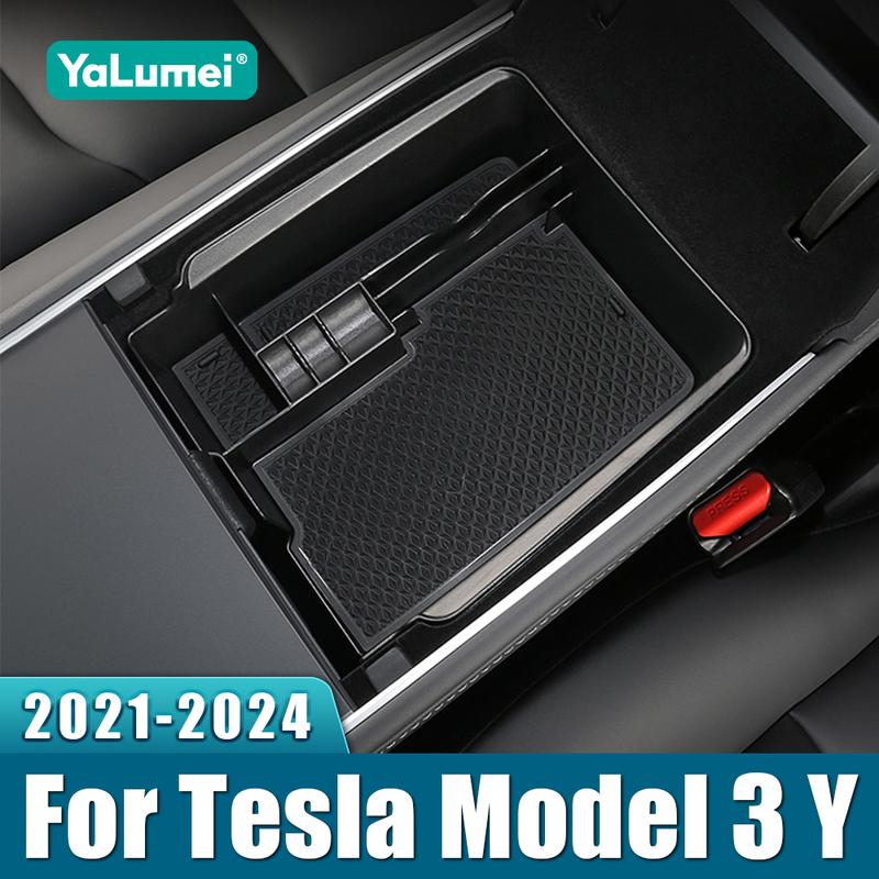 For Tesla Model Y Model 3    2024 ABS Car Central Control Armrest Box Storage Tray Accessories
