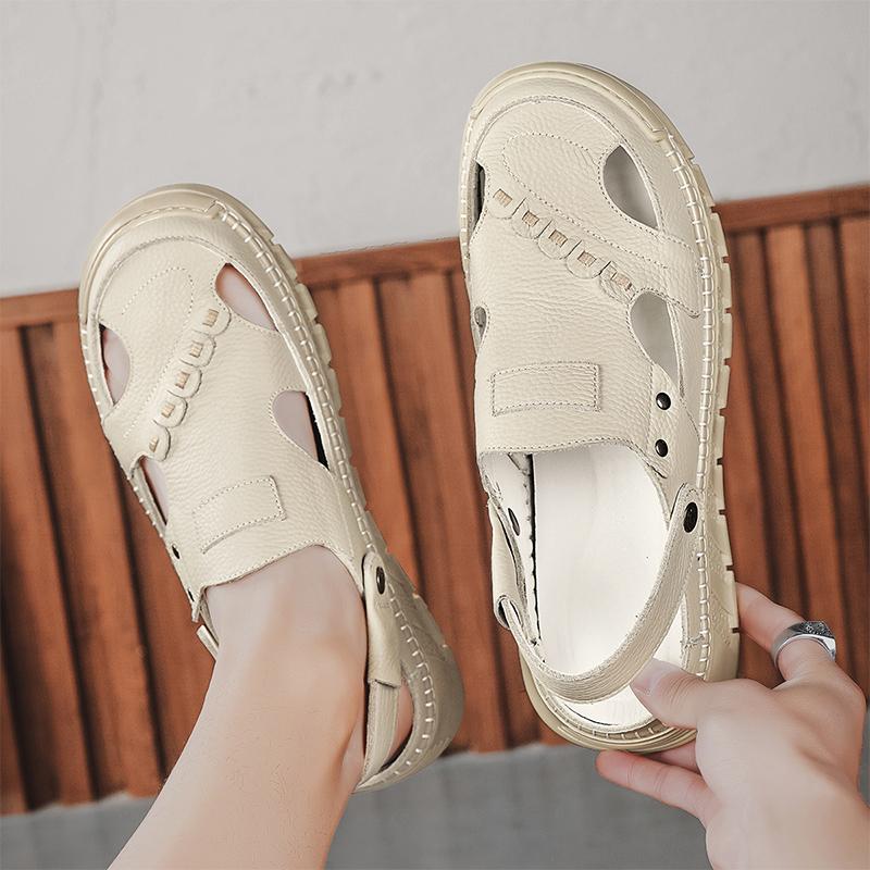 Fashion CYYTL Mens Sandals Outdoor Summer Casual Shoes Beach Walking Slides Slippers Comfort Luxury Designer Lightweight Leather Fashion