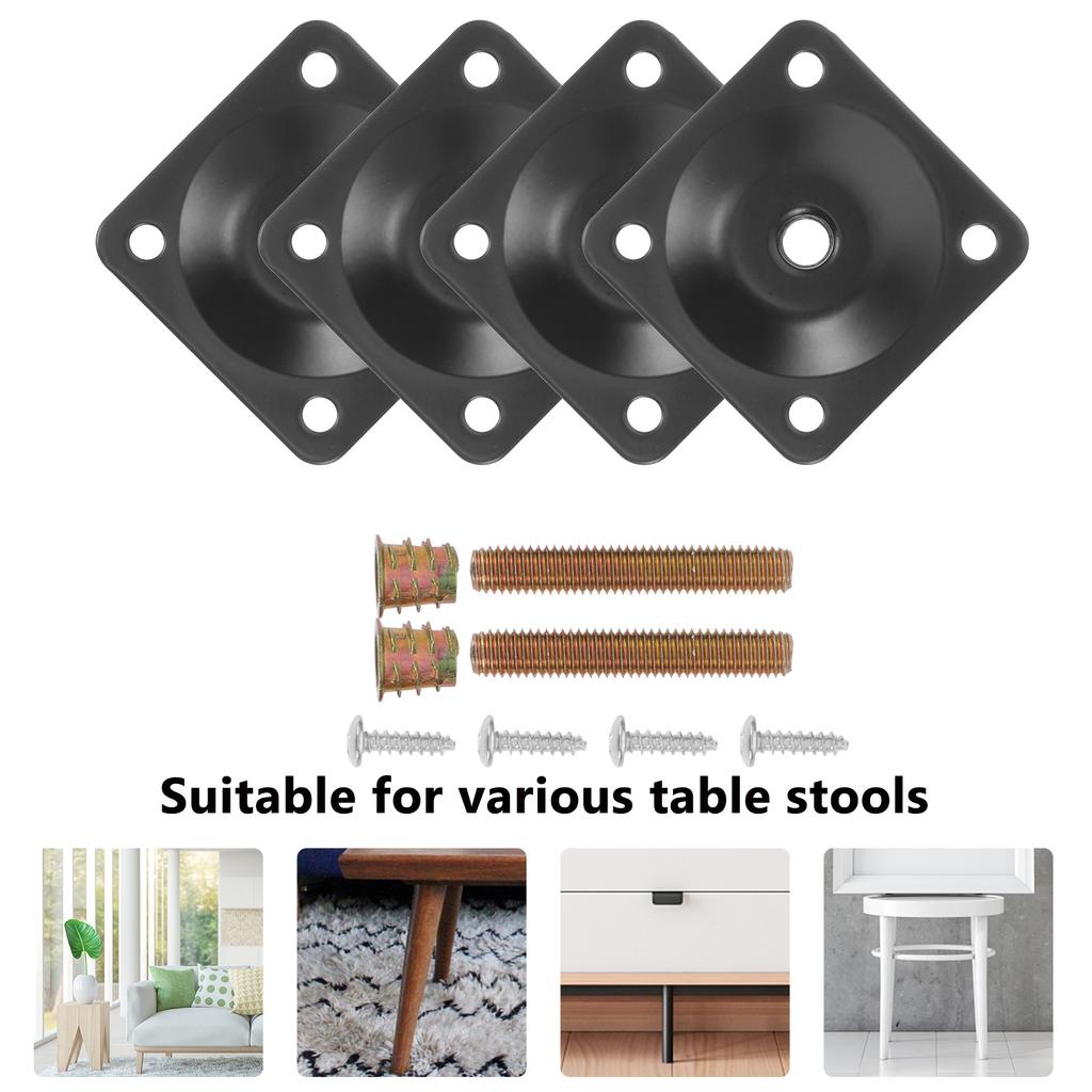1 Set Thick Iron Furniture Leg Mounting Plates Table Leg Brackets Connector Sofa Couch Desk Legs Repair Hardware Accessories