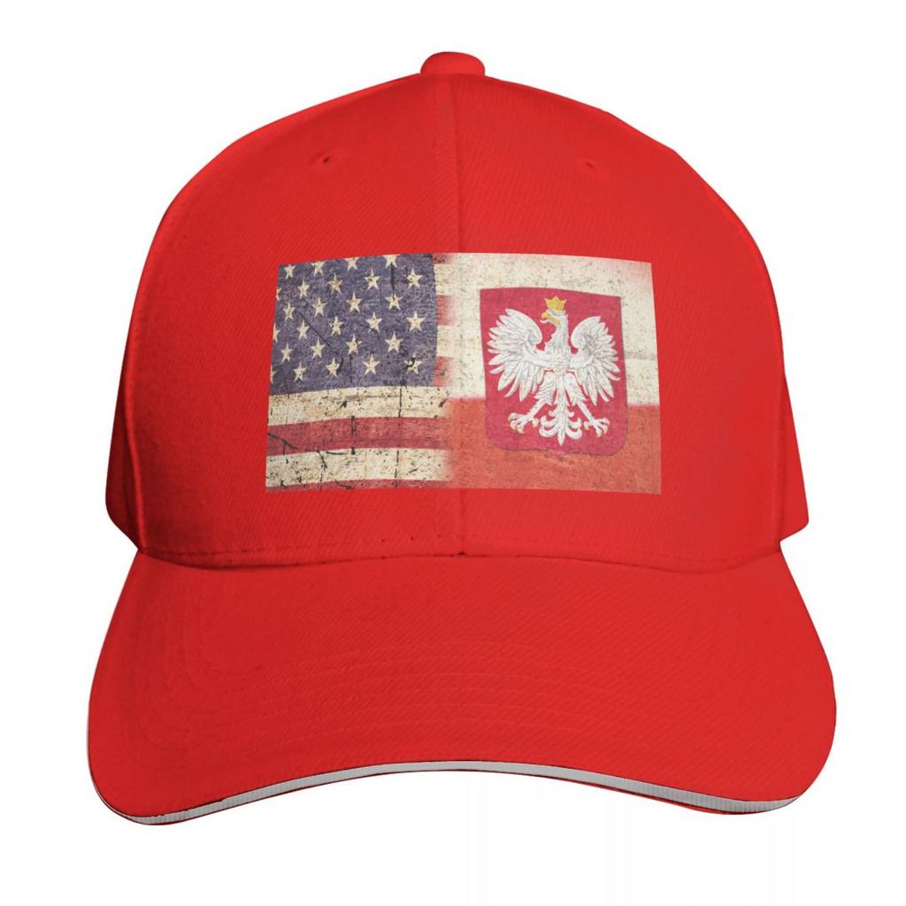 Flag of Poland and Flag of USA Polish Americans Gift Baseball Cap Hat Beach Rugby Luxury Brand hard hat Caps Unisex Womens
