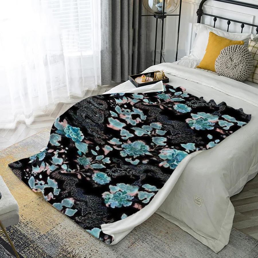 Floral Pattern Blanket Microfiber Flannel Cover Blanket Bedroom Living Room Sofa Soft And Comfortable Home Decoration