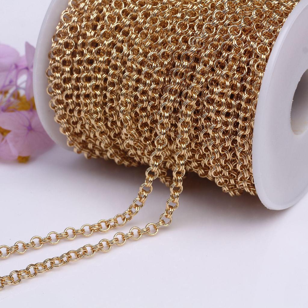 14k Gold-Filled Double-Strand Round Copper Chain for DIY Bracelet and Necklace Jewelry.