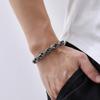 Chunky Twisted Chain Bracelets for Men Boys,Stainless Steel Antique Grey Handmade Wristband,Rock Punk Jewelry Gifts