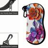 2D-Vibrant Floral Print Protective Eyewear Holder, Stylish Sunglasses Case, Portable Flower Pattern Spectacle Pouch, Travel Zipper Eyeglasses Box