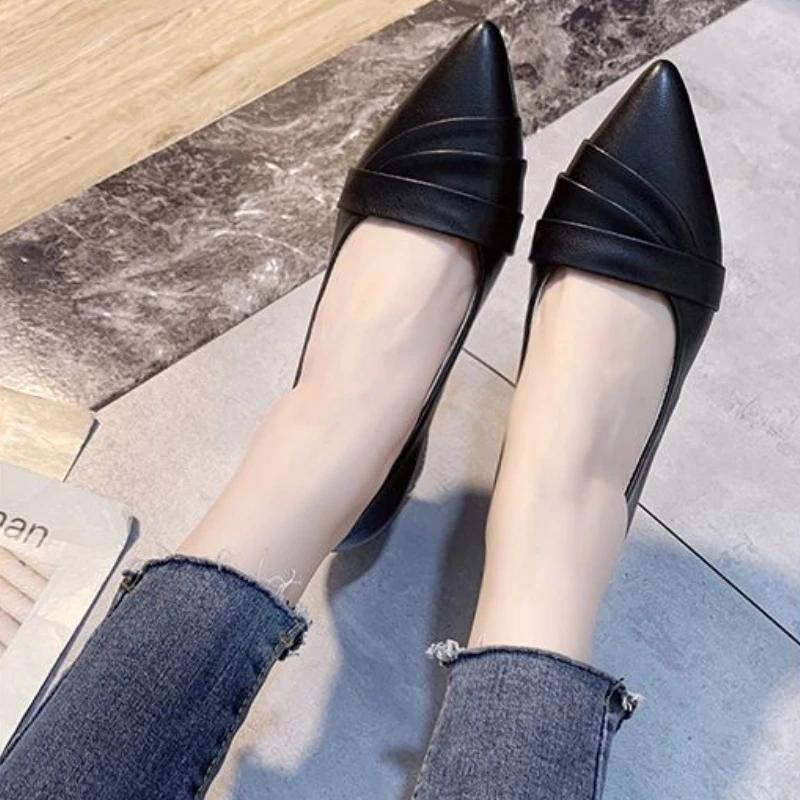 Fashion Woman Pumps Shoes for Women Chunky Heels Block Heel Pointed Toe with Medium Comfortable and Elegant Genuine Mark Fashion Stylish