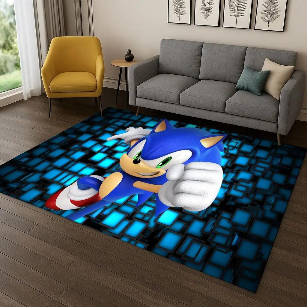 Classic S-Sonic Game Cartoon Hedgehog Carpet Rug for Bedroom Living Room Sofa Home Decor,kids Area Rug Non-slip Floor Mat Gift