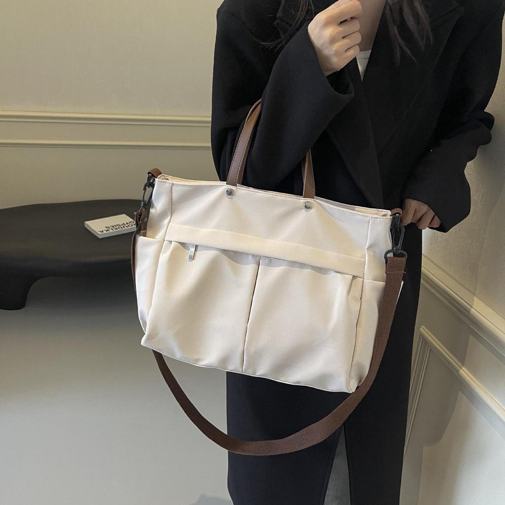 Korean Style Women's Large Nylon Tote Bag - Versatile Canvas Shoulder Bag