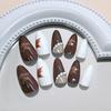 Fall Leaf Press On Nails Thanksgiving Fake Nails with Rhinestones Design Long Almond Autumn Acrylic Nail Glossy Maple Leaves Glue On Nail for Women