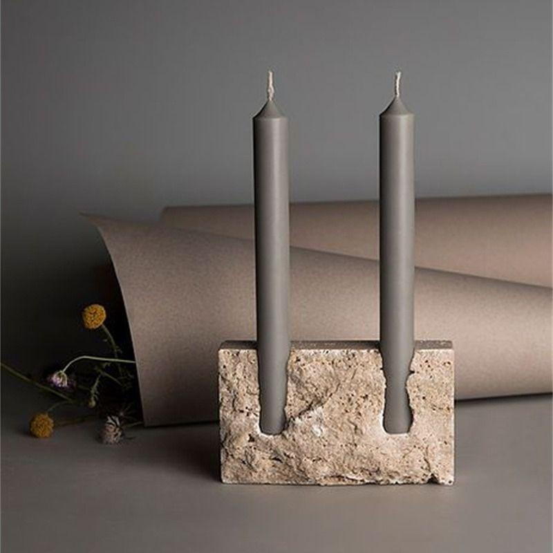 Marble Candlestick Decoration Home Livingroom Dining Table Candle Stand Ornaments Bedroom Travertine Candle Holder Accessories