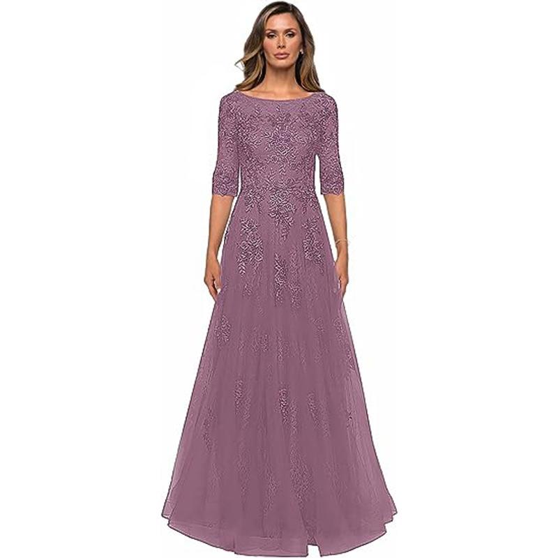 Abendkleid Elegantes Spitzen Brautkleid Damen Formell Ärmel Tante Kleid Kleid