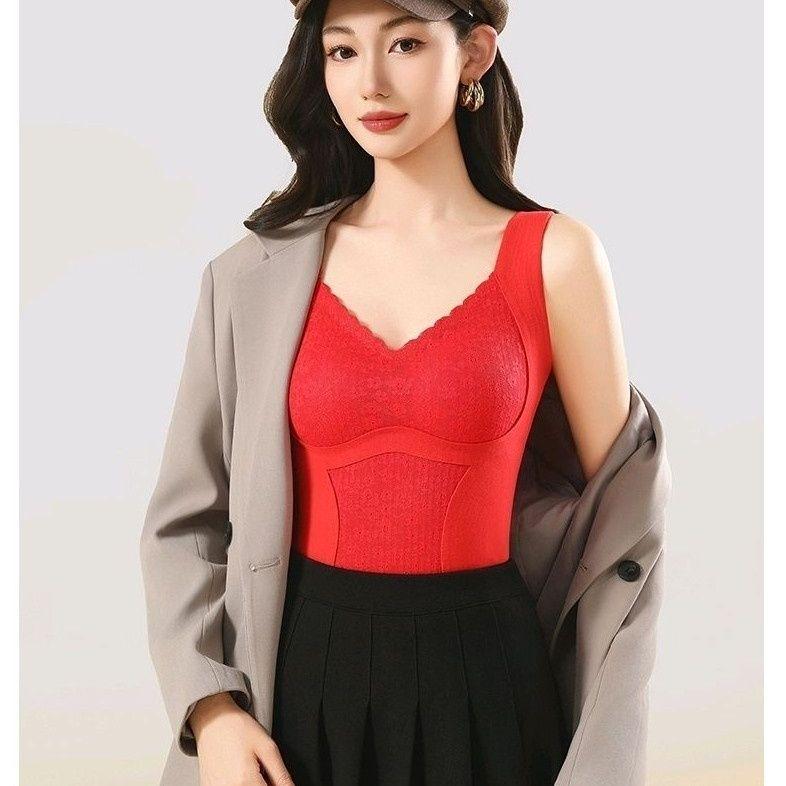 

Women s Thermal Fleece Seamless Underwear: Thick Vest with Chest Pads, Body Shaping & Abdomen Tightening, Ideal for Autumn/Winter Base Layer. XL (100-125 jin)