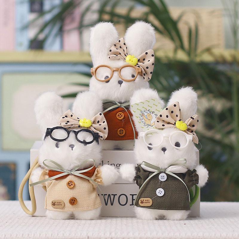 Plush Bunny Keychain With Cartoon Glasses For Bag Decor And Gifts