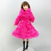 Pink Winter Long Sleeve Warm Cardigan Midi Coat for Barbie Doll Outfits Clothes for Barbie's Coat Kids Toy Playhouse Accessories