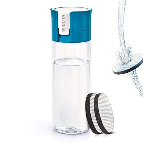 BRITA Portable Water Bottle, 600ml, Blue, with Two Micro-Disc Filters [Official Japanese Product]