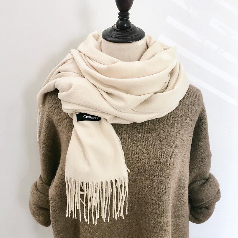 Solid Color Scarf for Women in Winter Korean Style Versatile Student Autumn and Winter Thickened Long Imitation Cashmere Red Men's Scarf Trendy