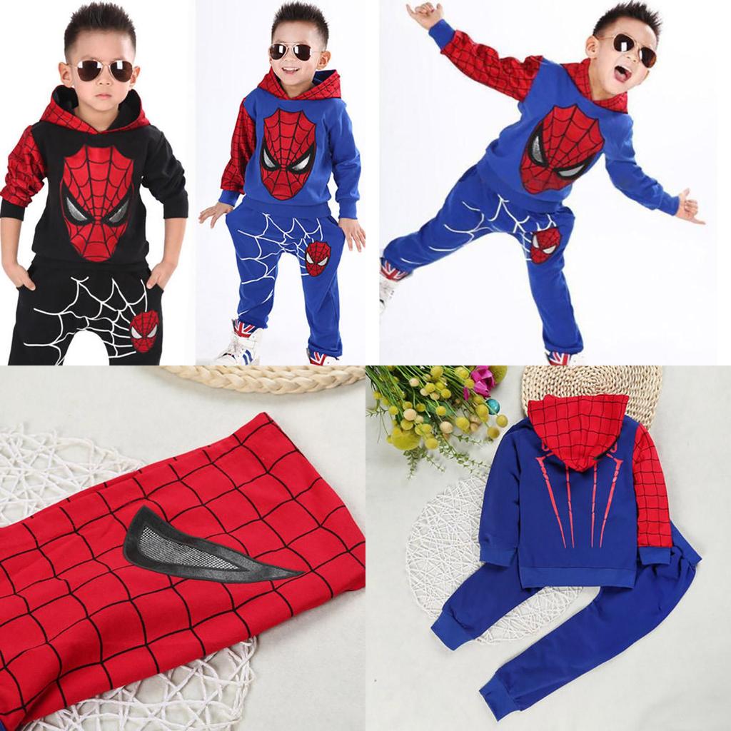 Marvelous Comfort With 2pcs Kids Boy Long Sleeve Spiderman Hoodie Trousers Tracksuit Set
