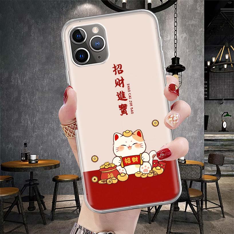 Lucky Cat Maneki Neko Japanese Soft Phone Case For IPhone 11 17 Air 16E 16 Pro Max 15 + 14 Plus 13 Mini 12 Apple 7 SE 8 Fundas C