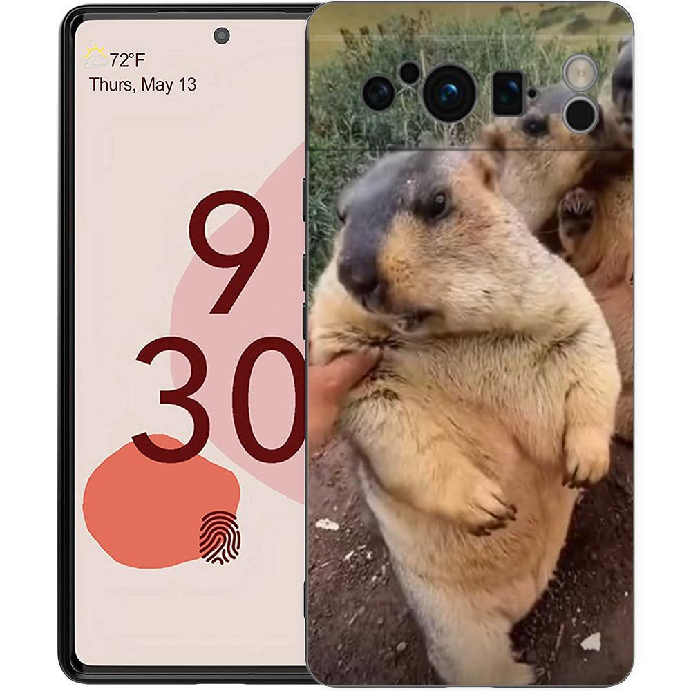 

marmot Phone Case For Google Pixel 9 8 7 6 Pro XL 8A 6A 7A 5G Soft Shockproof TPU Black Cover Fundas Pixel 8 Pro