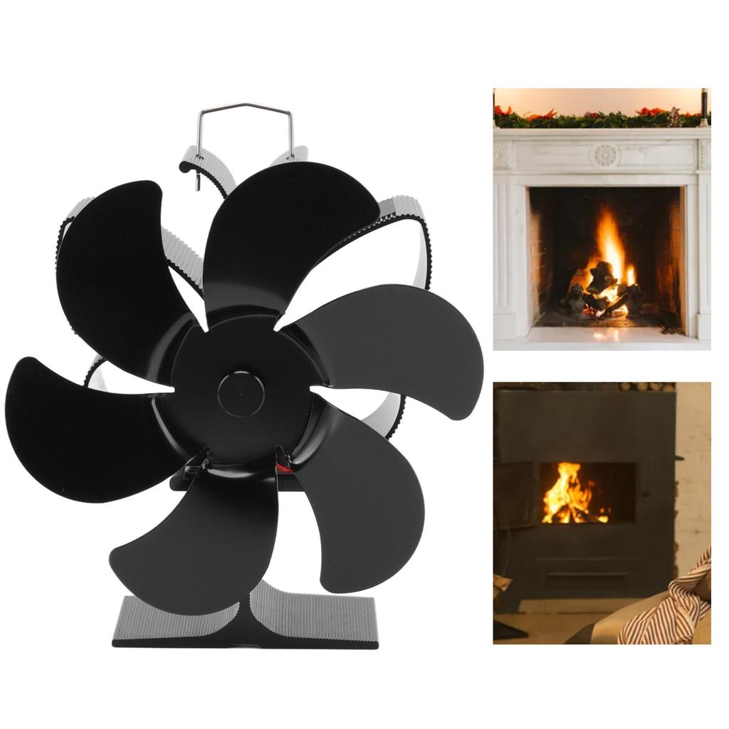 Stove Fan 6 Blades Grter   Volume Low Noise   Wr Resistance Fireplace Fan Black