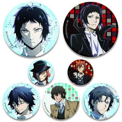 58MM Anime Bungo Stray Dogs Brooch Manga Lapel Pin Accessories for Clothes Hat Backpack Decoration Harajuku Cartoon Badges Fans Gifts