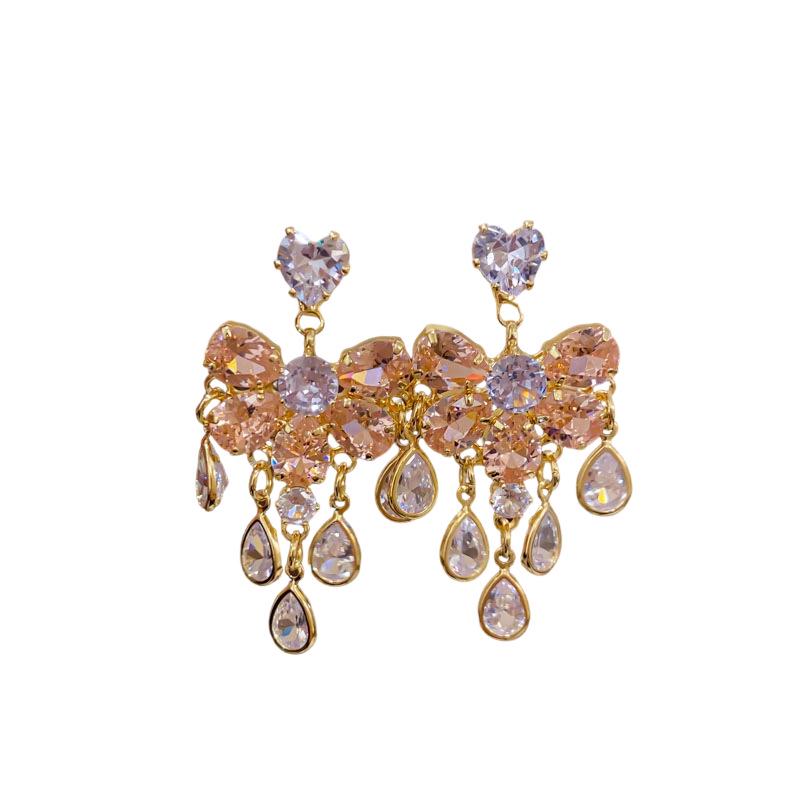 Silver Needle Zircon Teardrop Tassel Earrings: Elegant, High-End Sweet Design, Exquisite Fashion Jewelry.