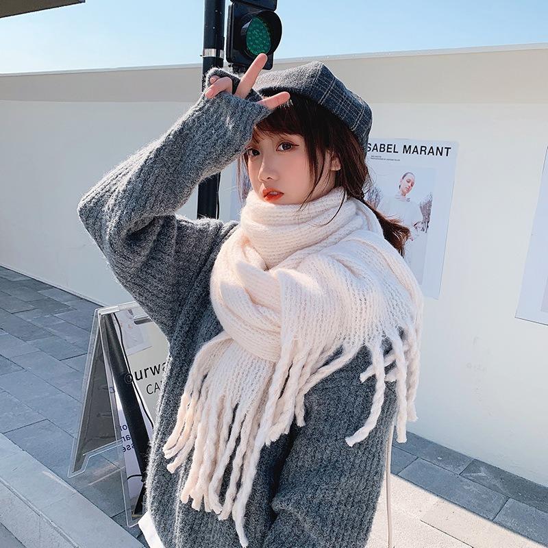 New scarf super thick plus plaid thick braid fringed shawl dual-purpose versatile small fresh student scarf winter