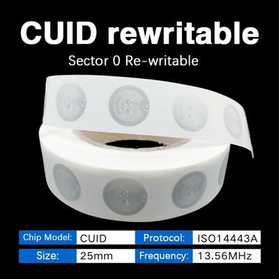 Reusable CUID Sticker 13.56MHz Frequency Small Tokens for Inventory Trackings & Security Applications