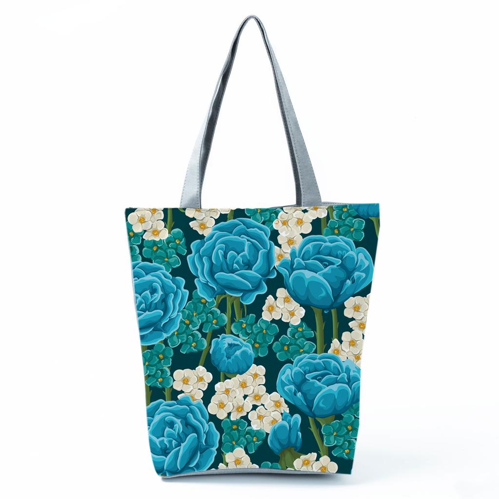 High Capacity Shoulder Bag Shopping Bags Bright Colors Floral Print Handbag Casual Travel Multi Functional Beach Bag Commuting Tote Bag