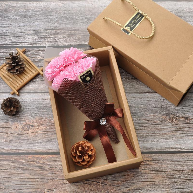 Artificial Carnation Soap Carnation Bouquet with Bear Doll Birthday Gift Mother's Day Gift Home Decoration Wedding Decoration