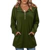 Women's Fashionable Solid Color Hooded Long Sleeved Pocket Pullover Sweatshirt Top