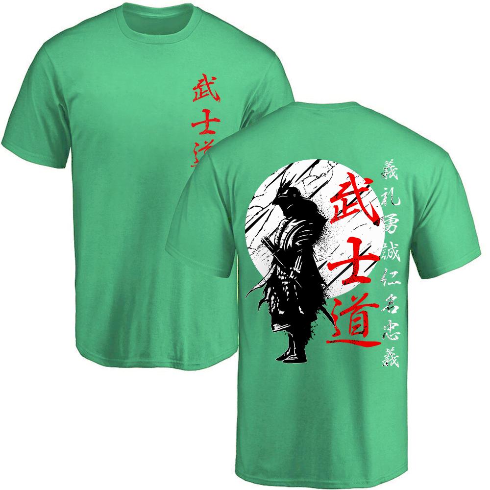 Japanese samurai shirt. Japanese style Japanese men's spirit printed T-shirt loose and comfortable Harajuku sports top