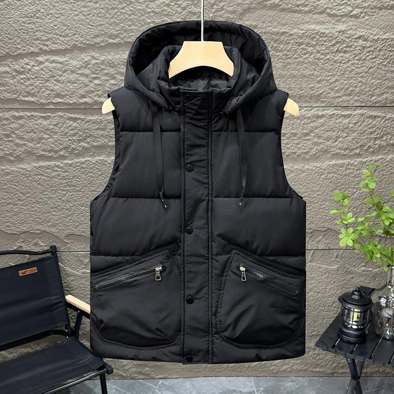 

Tooling cotton vest autumn and winter trend casual warm jacket vest thickened handsome men s vest M чорний