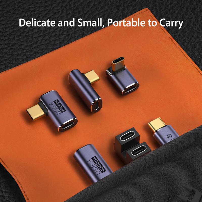 USB 4.0 Adapters U-Shape Straight Angle Adapter Type C Female To Type C Male 40Gbps Fast Data Adapter Converter Charging Adapter