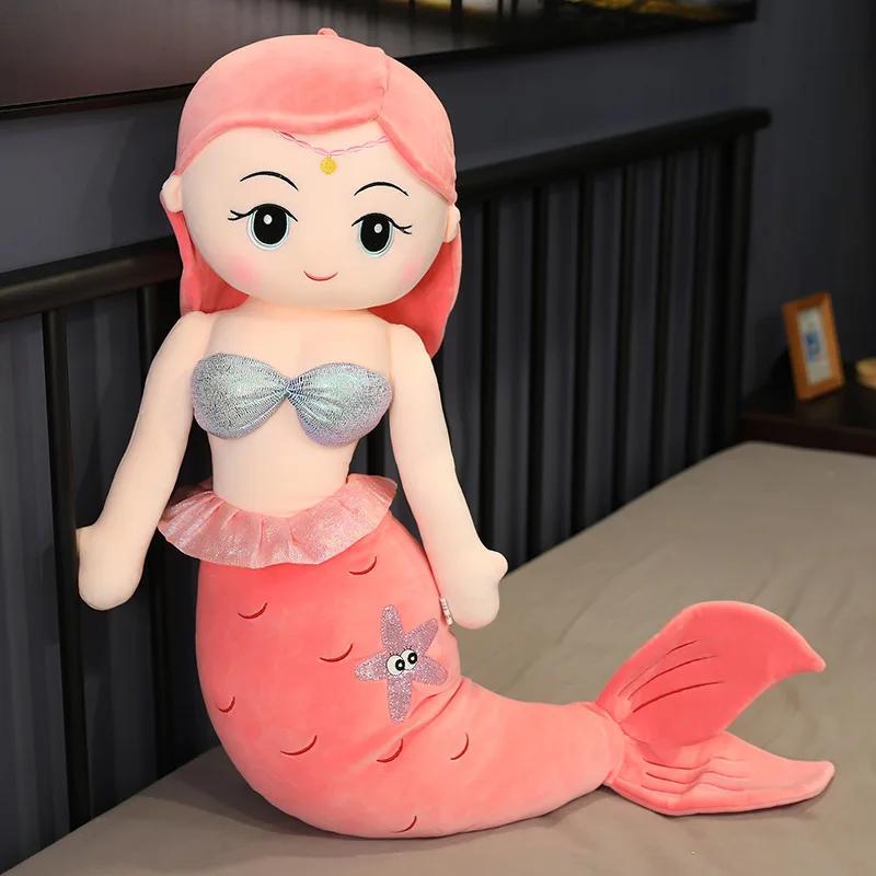 45-120cm Cartoon Kawaii Riesige Meerjungfrau Plüschtier Kissen Buntes Schönes Meeres-Meerjungfrau Plüschtier Für Mädchen Weihnachtsgeschenk 45cm