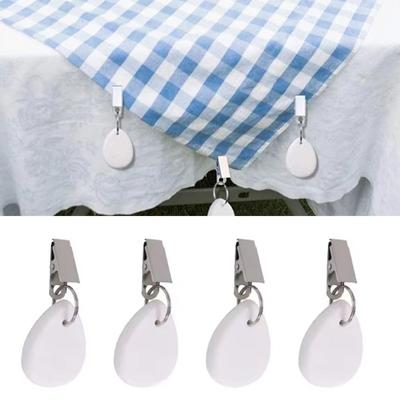 4PCS Decorative Marble Tablecloth Clip With Metal Clips Tablecloth Pendant  Party
