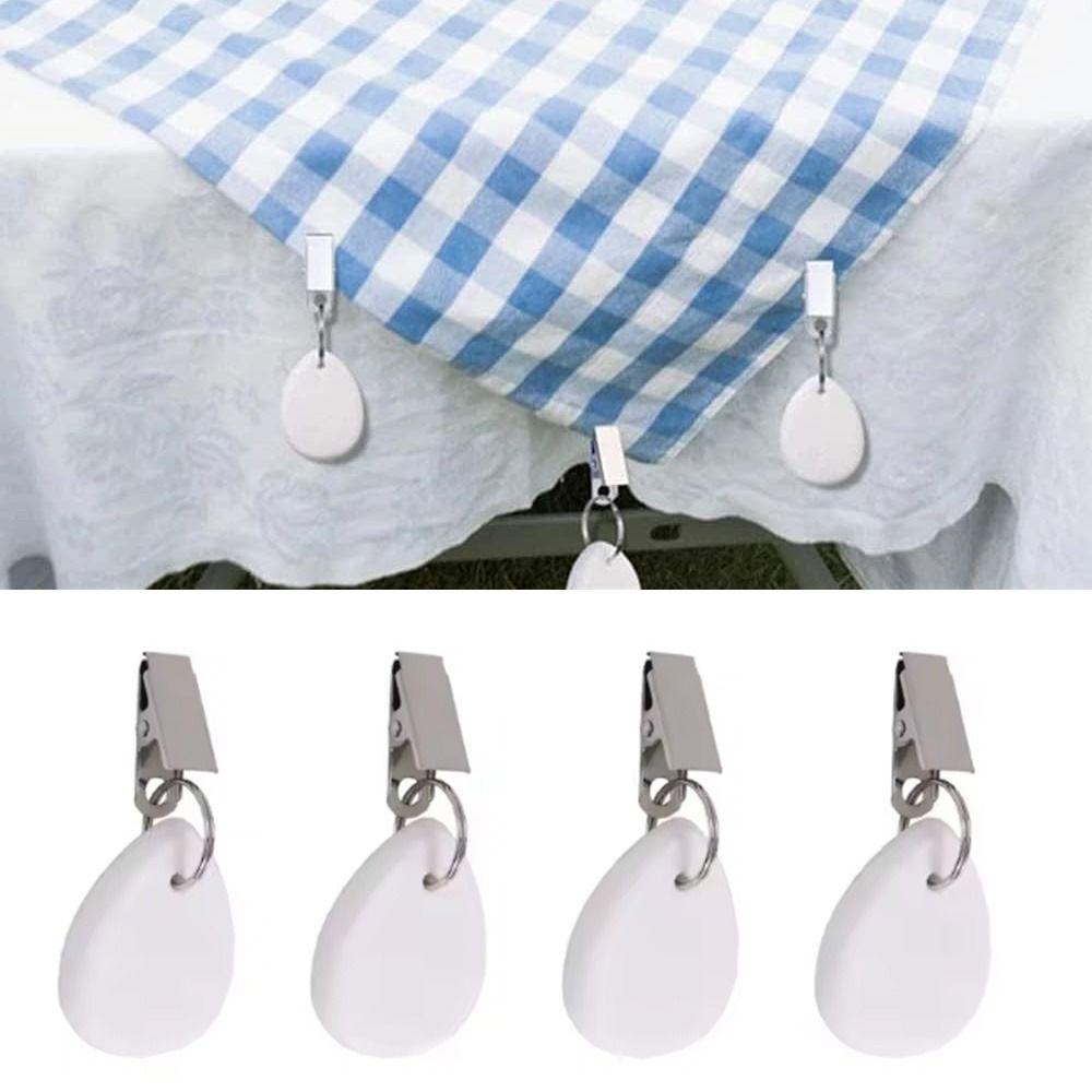 4PCS Decorative Marble Teardrop Tablecloth Weights With Metal Clips Tablecloth Pendant  Picnic