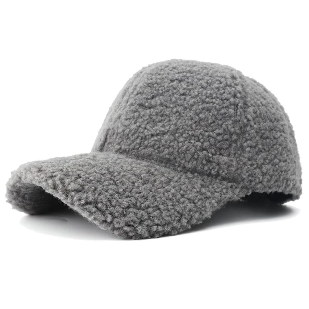 New Solid Color Artificial Lamb Wool Baseball Cap Plush Snapback Hat Autumn Winter Keep Warm Dad Hats For Women Men Sunshade