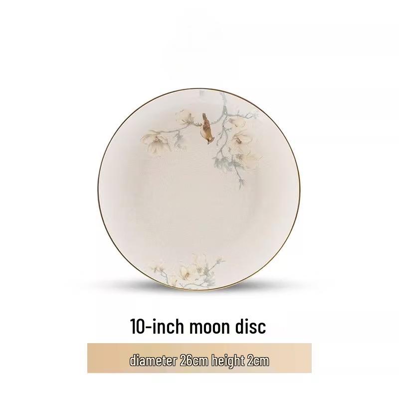 Moda Lanca Jingdezhen Ceramic Gold-Rimmed Dinner Plate