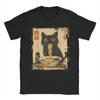Black Cat Eating Ramen Japanese Style Graphic Tee Casual Cotton T-Shirt for Men Trip